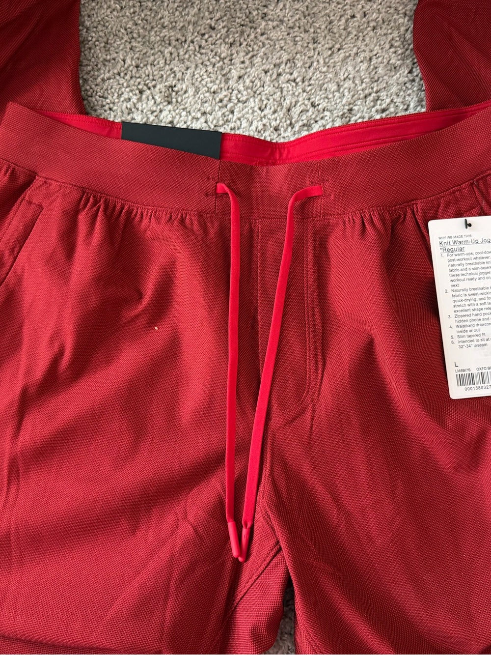 Lululemon Knit Warm-Up Jogger Regular NWT Oxford Red/Burgundy Bay Men’s Large - Picture 8 of 9